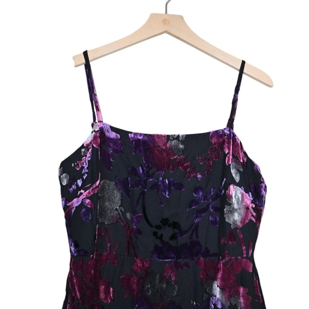Taylor Womens 8 Black Floral Velvet Fully Lined Midi Dress NEW - Picture 4 of 12